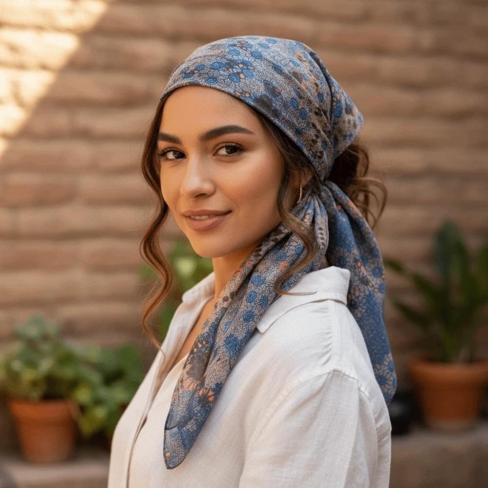 Sunscreen Double-sided Printed Silk Scarf Lightweight Retro Patterned Square Shawl  Spring