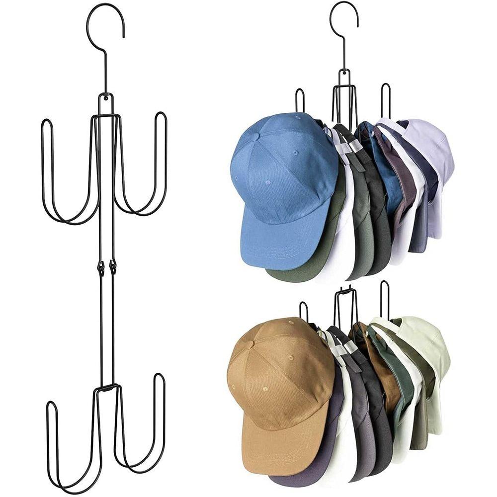 4 Hooks Baseball Cap Organizer Rotating Top Hook Hat Display Shelf Hanging Hat Rack  Bedroom