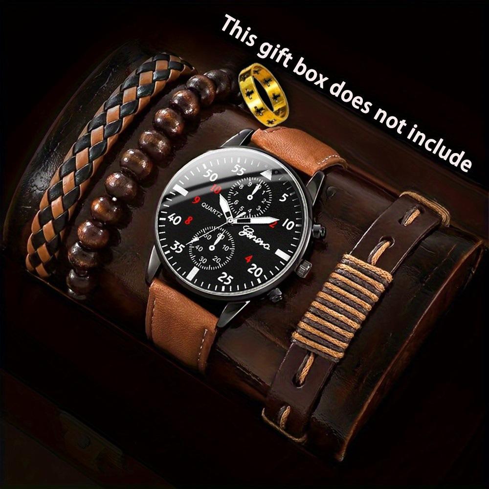 Watch Accessories Set Men S Watch Accessories Ring Business Pu Belt Quartz Watch