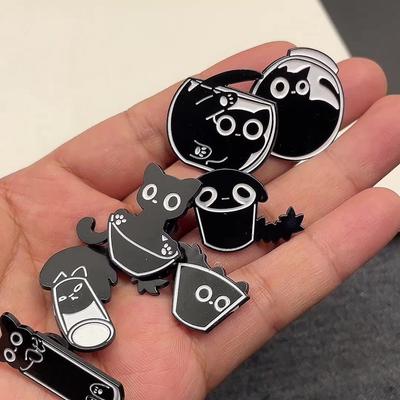 Creative Cartoon Little Black Cat Brooch Quirky Personality Black Cat Animal Brooch Clothes Bags Accessories Brooch Gift