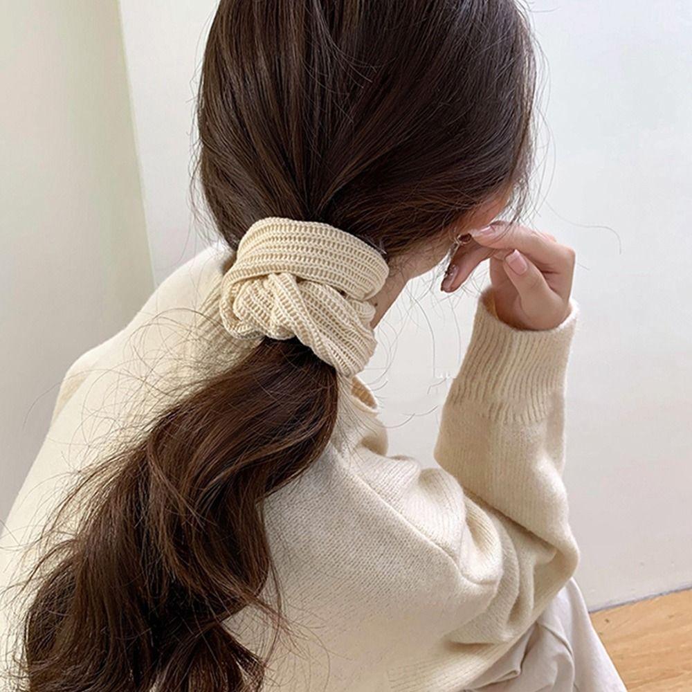 

Candy Colors Female Hair Ties Knitted Hair Rope Elastic Hair Ring Korean Style Scrunchies