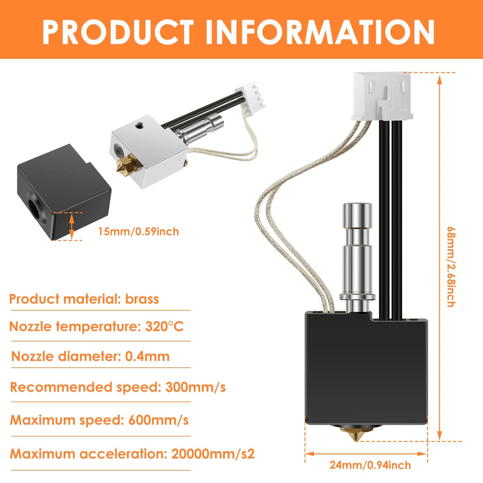 

Высокотемпературный термобарьер хотенда 3D-принтера с латунным соплом 0,4 мм для быстрой замены, совместимый с Anycubic Kobra S1 / S1 Combo 3D