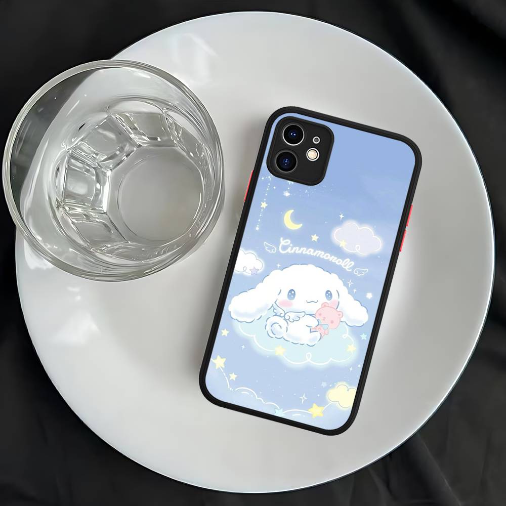 Caroon Cute C-Cinnamorolls Matte Transparent Phone Cover For iPhone Case 16 15 14 13 12 11 Pro Max X XS Max Plus