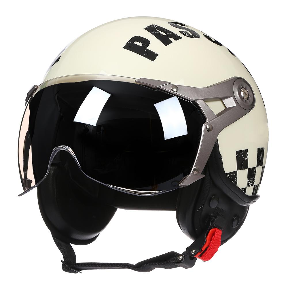 Vintage TT&COCASCOS Motorcycle Helmet Jet with Visor Motorbike Riding 3/4 Open Half Helmet Retro Scooter Capacete Moto