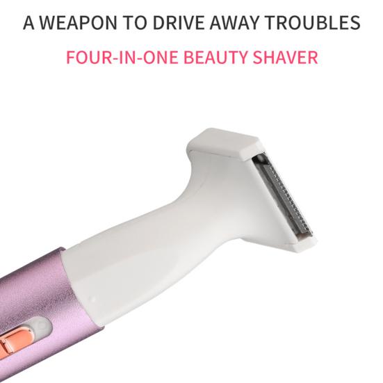 Women Hair Trimmer with 3/4 Replacement Heads Multifunction Electric Shaver Nose Ear Face Body Bikini Area Arm Leg Hair Removal Tool