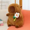 Brown Capybara Plush Doll Fluffy Capybara Stuffed Doll Lovely Flower Capybara Plush Toy  Birthday