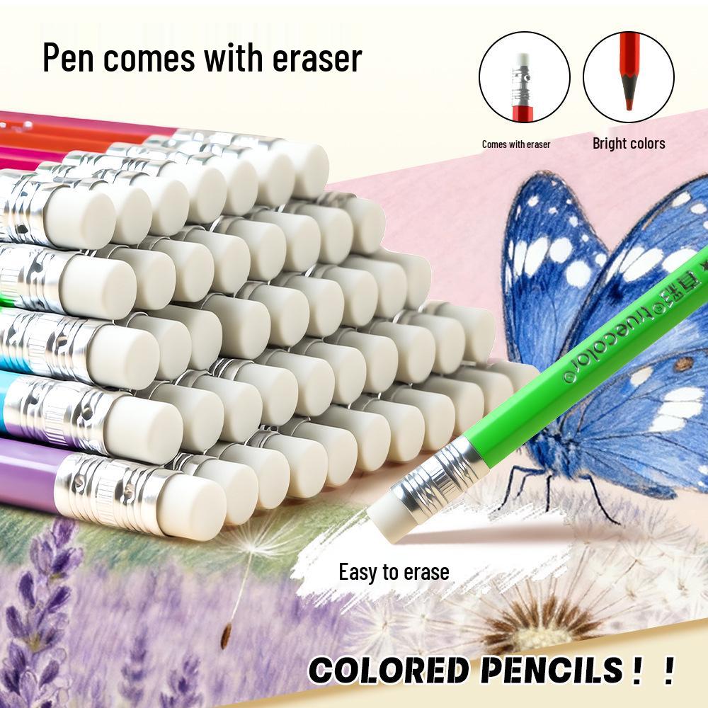 True Color Erasable Woodless Colored Pencils Set with Portable Box for Drawing and Writing