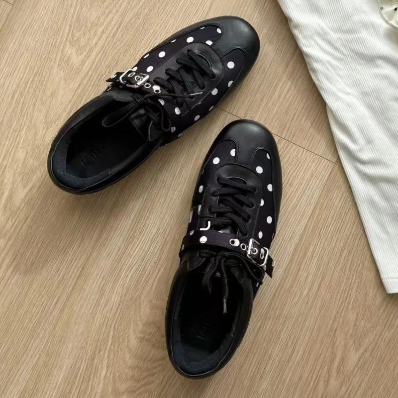 New Polka Dot Color Matching Strappy Flat Shoes Women's Spring New Casual Flat Sports Single Shoes