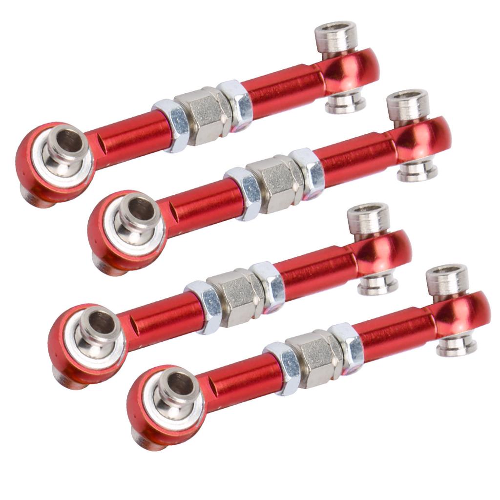 4Pcs Steering Linkage Rod Aluminum Alloy RC Upgrade Parts Fit for HSP 94122 110 CarRed