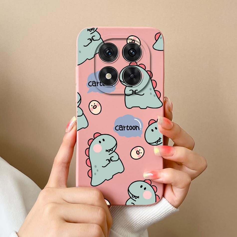 Case For Poco X7 Pro Cute Dinosaur Phone Bags Soft High Quality Liquid Silicone Back Cover For Poco X 7 Pro X7Pro Durable Fundas