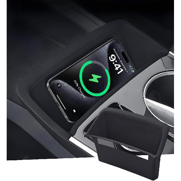 Wireless Charging Protective Mat for Toyota RAV4 2026, Center Console Interior Accessories Silicone Anti-Slip Wireless Charger Cover Pad for 2026 RAV