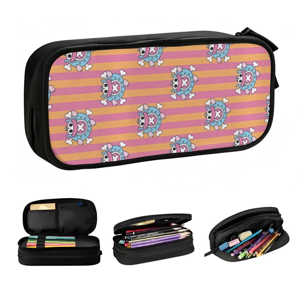 Cute Skull Manga One Piece Anime Pencil Cases for Girls Boys Large Capacity Pencil Bag School Accessories