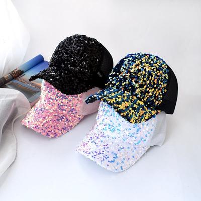 Sequins Adjustable Mesh Breathable Summer Trucker Cap Men Sun Protection Women Outdoor Shade Baseball Cap Dad Hat