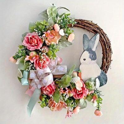 NUEVO Conejo de Pascua Flores Guirnalda Cinta Guirnalda Adornos de Pared para Puerta Decoración de Fiesta en Casa Festival