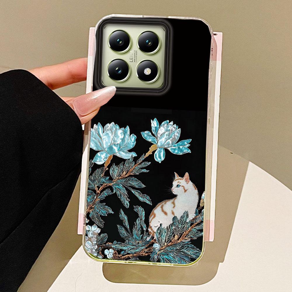 Koi Goldfish Sparkle Black Glossy Glacier Women Girls Phone Case for Xiaomi Mi 13T 14T Pro 11 Lite NE 5G Back Bags Shell Cover