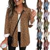 Women's Leopard Print Button Down Long Sleeve Shirt Loose Fit Casual Top