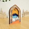 Creative Night Light Ornament LED Eid Wooden Decoration Handmade Eid Desktop Ornament  Scene Layout