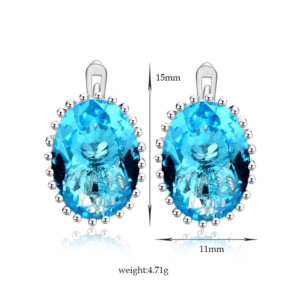 Women Elegant Blue Earring Exquisite All-match Zircon Ear Studs