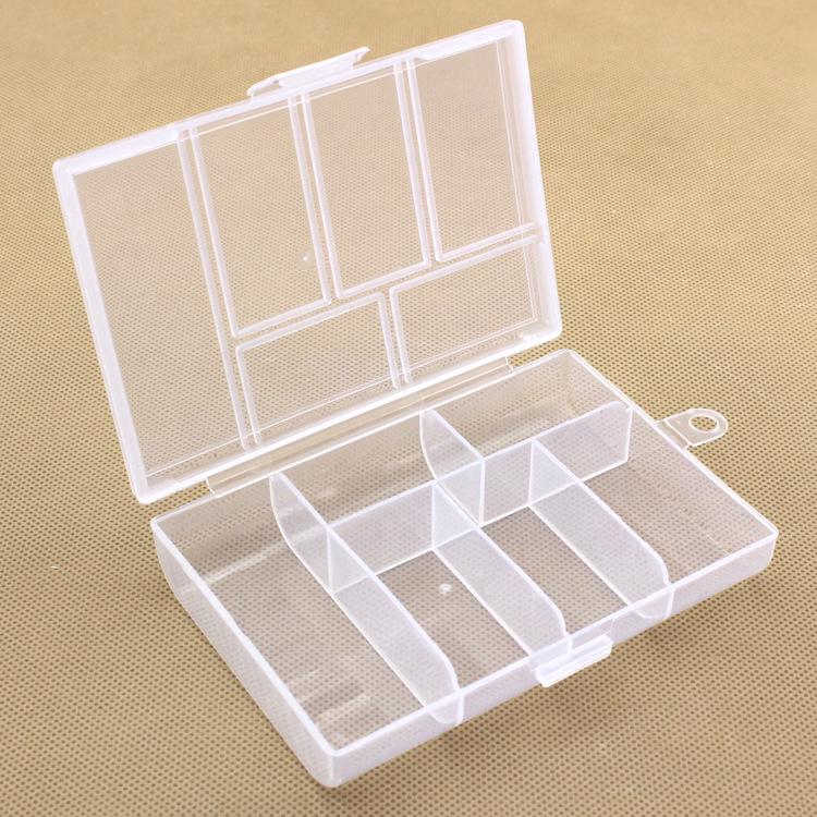 6-Compartment Plastic Storage Box for Fishing, Jewelry, and Hardware.