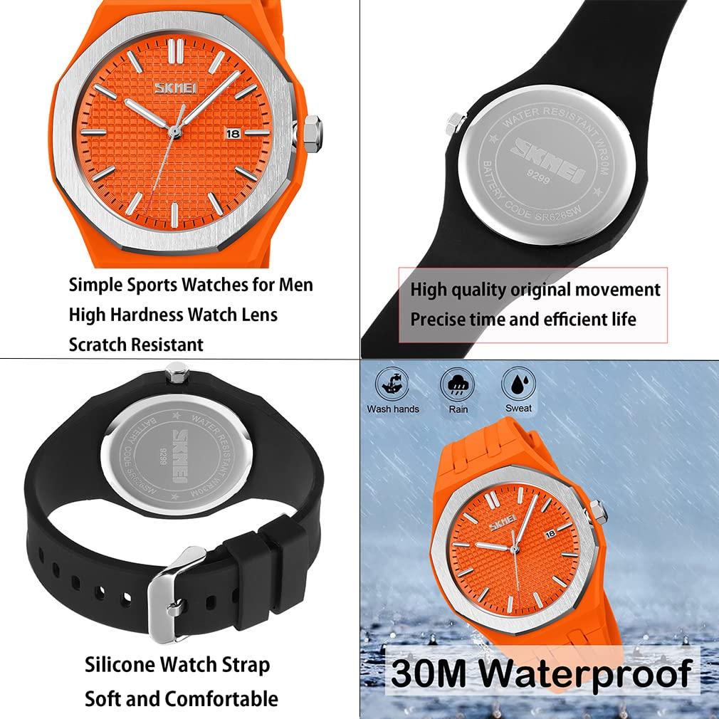 Simple Brand Analog Large Date Fluorescent Gift for High School Students Men's Watch, Design, Silicone, Sports, Waterproof, Stylish, Casual, Name,