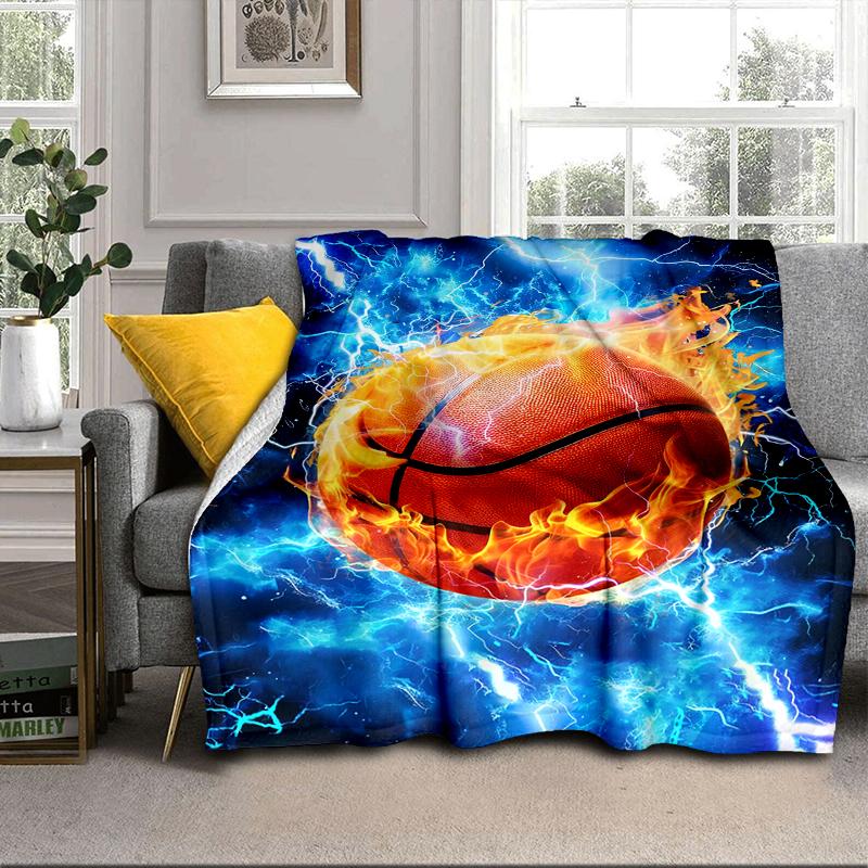 Soccer Ball Bursting Through Blanket Flannel Blanket for Bed, Sofa, Camping, Hiking, Picnic Essentials, Gift for Family Fan Gifts