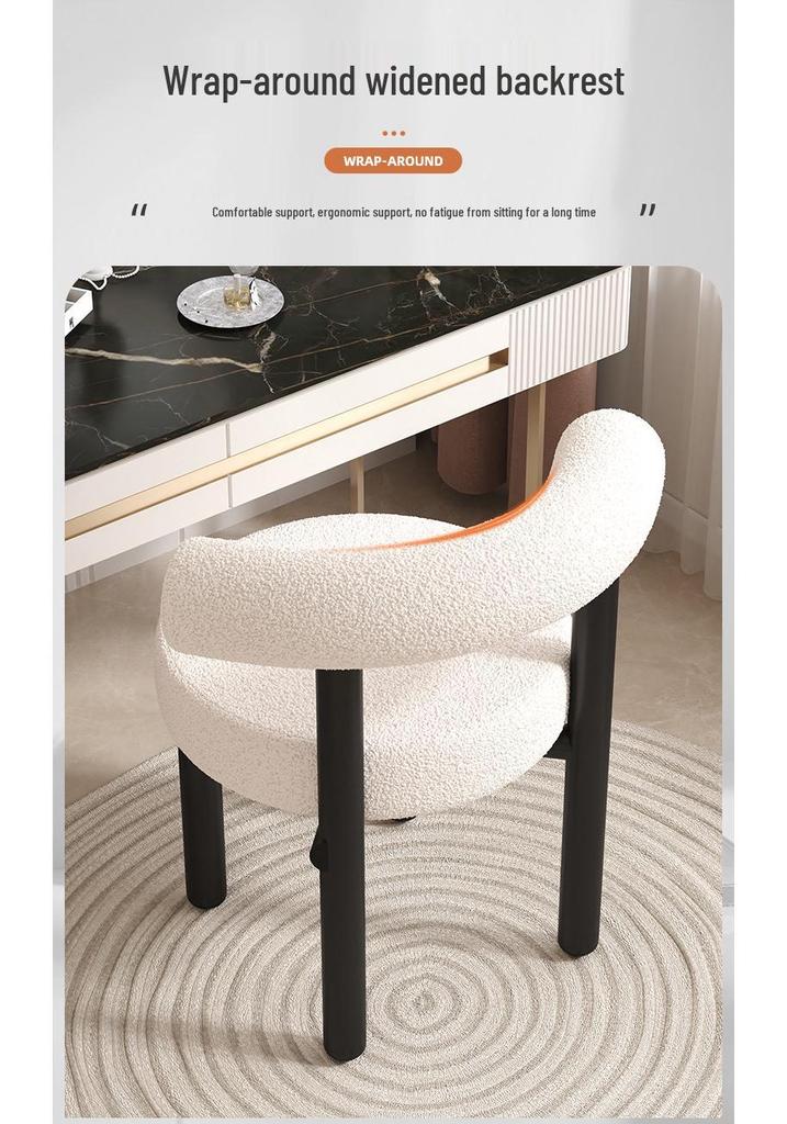 Luxury Makeup Stool: Bedroom Dressing Table Chair with Backrest for Comfortable Manicures