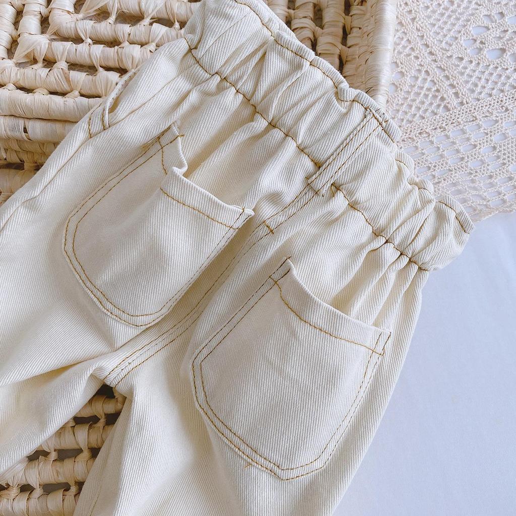 Abbigliamento per Bambini Pantaloni da Neonato, Puro Cotone, Jeans Blu e Bianchi, Adatti a Pantaloni Alla Moda e Versatili per Neonati dai 6 ai 36 Mesi