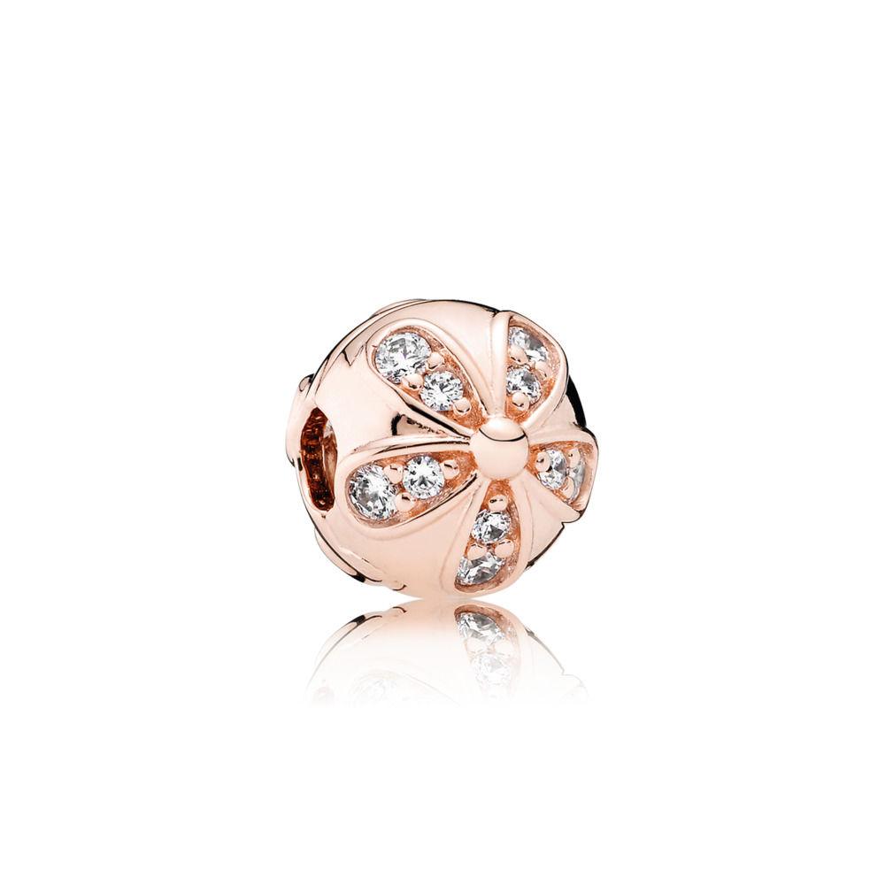 925 Silver Rose Gold Charms Open Heart Sparkling Polish Charm Pendant Clip Stopper Charms Fit Original Bracelet