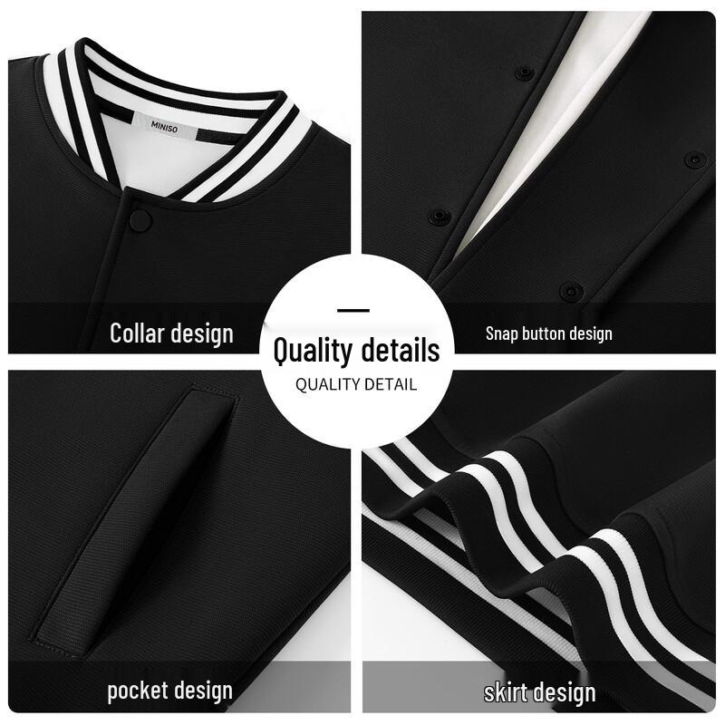 MINISO Heavyweight Contrast Baseball Cardigan Jacket
