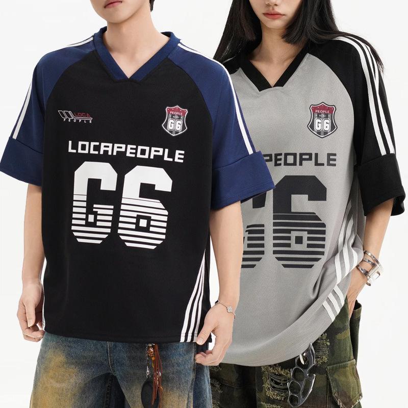 American Retro Sports Jersey Short-sleeved Fans European and American Street Tide Brand Loose Fan Version