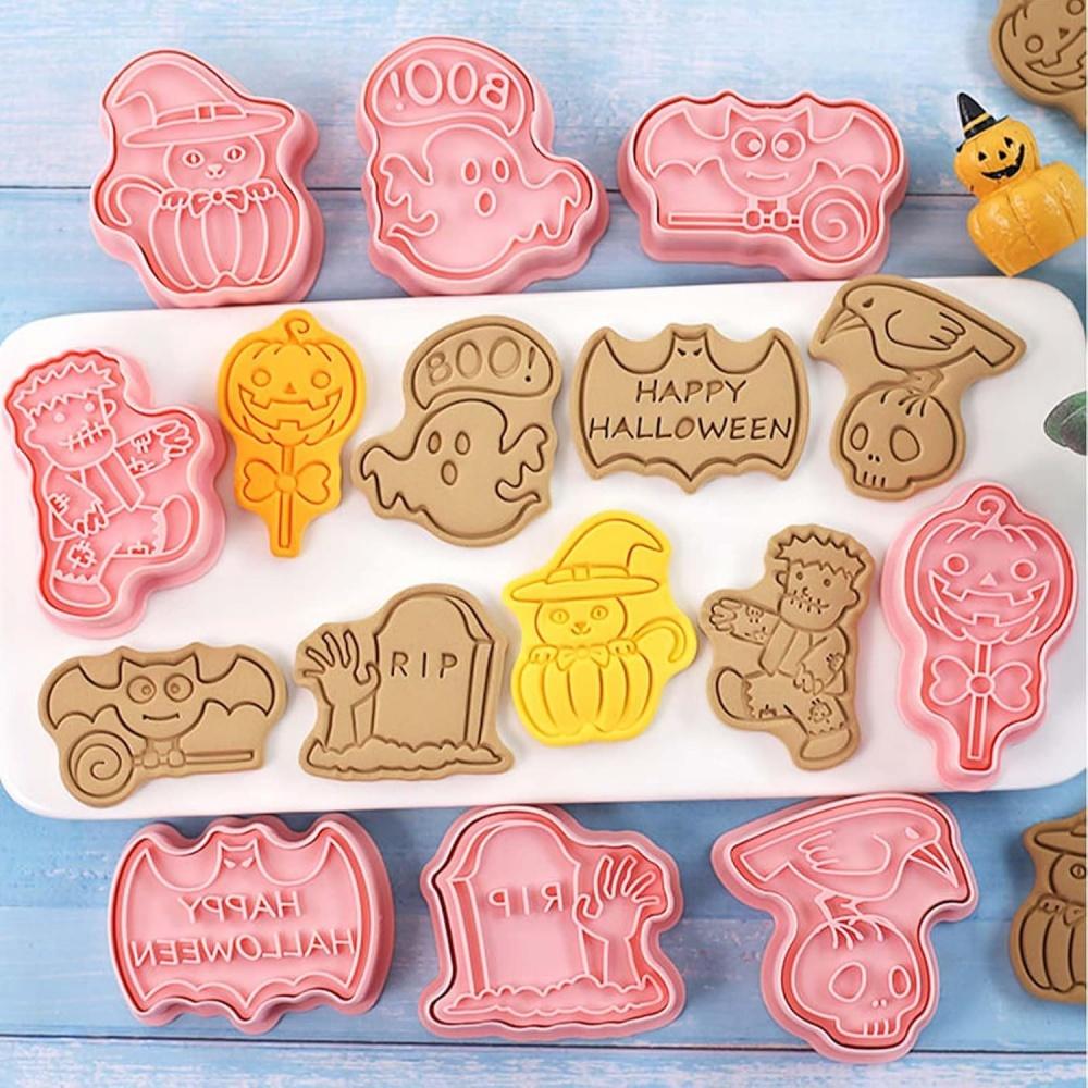 Halloween Cookie Cutter 3d Cartoon Ghost Pumpkin Cutting Biscuit Mold Fondant Embosser Stamps Suitable for Frosting Decoration