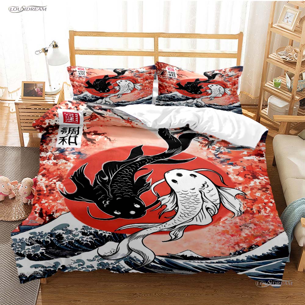 Comforter Yin Yang Koi Fish Casal All Season Duvet Luxury Bedding Set Soft And S Teen Single/Double/Queen/King