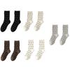 Japanese Style Solid Color Middle Tube Crew Socks for Women Elegant Dots Pattern Ribbed Cotton Ruffle Trim Ankle Socks