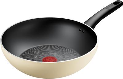 Tefal Puodas 28cm Gili Wok Suderinamas su dujomis ir indukcija Be kenksmingų medžiagų, tokių kaip PFOA Titano Excellence Vanilės smėlio spalvos Wok Smėlio spalvos G18219 [Internetu]