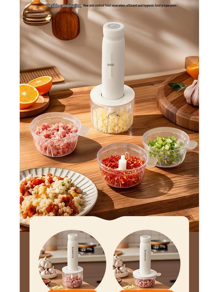 Stainless Steel Electric Meat Grinder with Four Bowls & Double Blades – Odorless, Large Capacity, Multi-Functional Food Processor