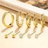 7-10 Piece Set Small Gold Hoop Stud Earrings for Women, 18K Gold Plated Tiny Stainless Steel Earrings Sets for Multiple Piercing