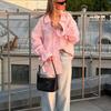 Women's Oversized Long Sleeve Striped Shirt In Pink
