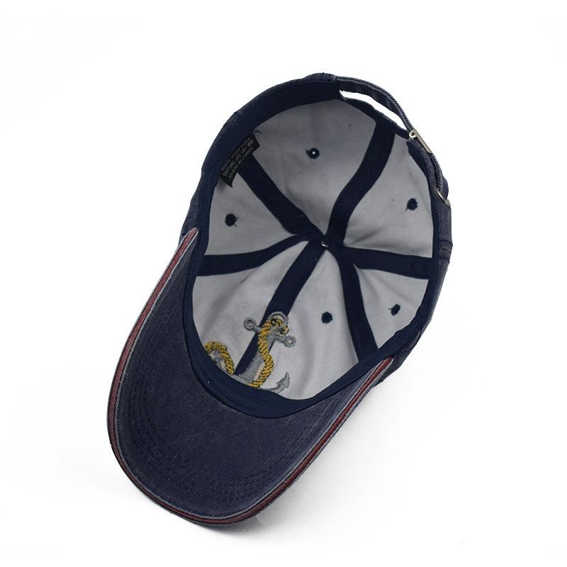 Pirate Anchor Embroidery Washed Retro Baseball Cap Ladies Retro Casual Cap Men'S Outdoor Sunscreen Visor