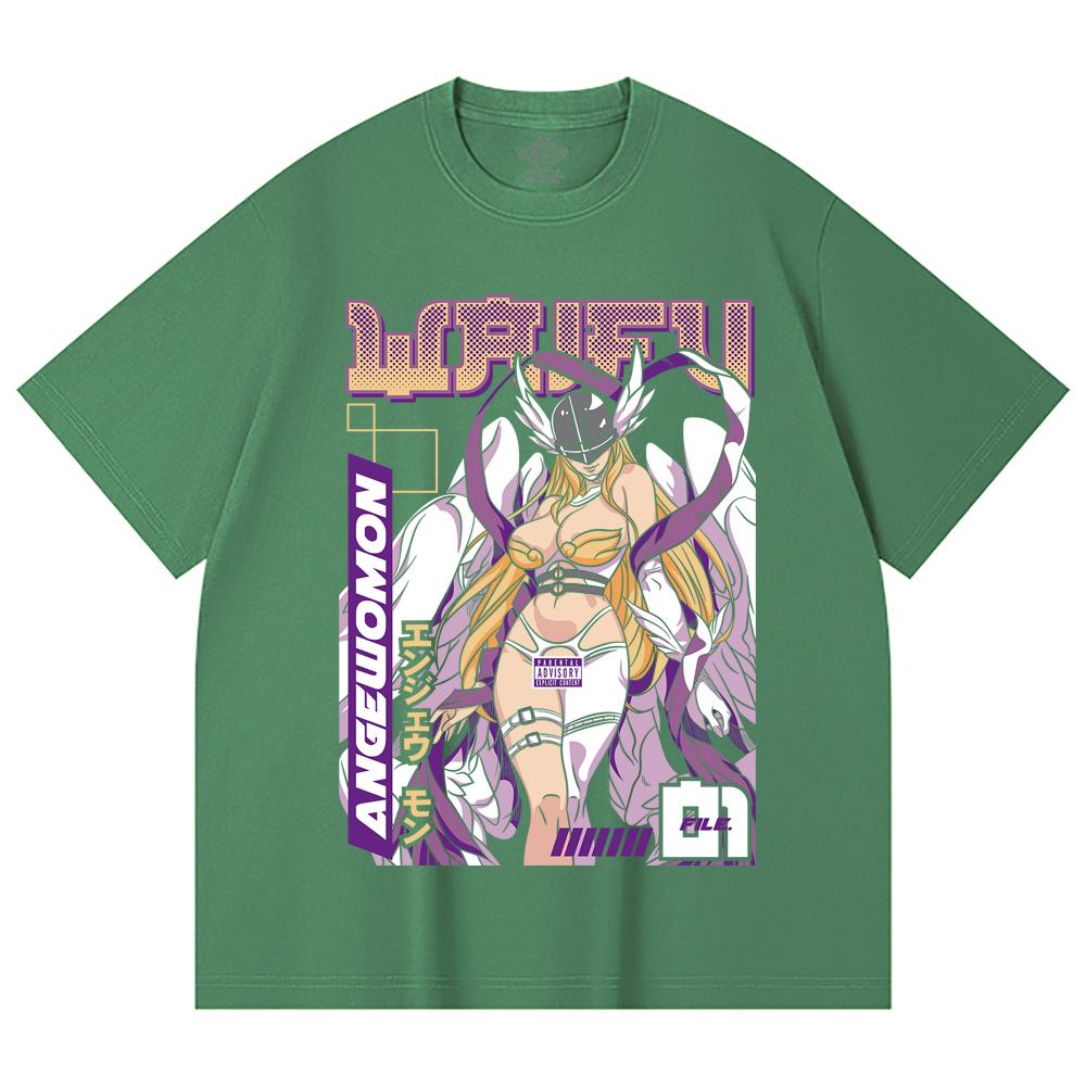 230 Gsm 100% Cotton Digimon V9 Angewomon Waifu Print Unisex Heavy Cotton T Shirt