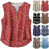 Damen Casual, locker geschnittene, bedruckte, ärmellose Leinenbluse