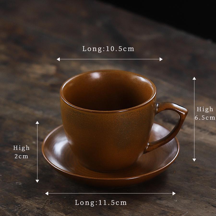 Vintage Crackle Glazed Ceramic Coffee Cup & Saucer Set For Latte Art, Afternoon Tea Cup & Saucer, Milk Tea Cup