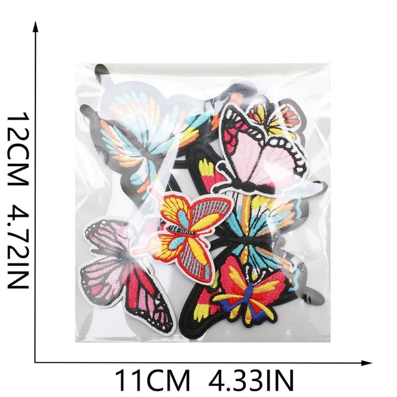 Butterfly Applique Designs with Embroidered Texture, 10 Assorted Appliques for Decorating Clothing, Shoes, Bags, and Fabric Craft Projects