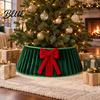 Christmas Tree Skirt Flannel Base Cover Round Wrap with Velvet Bow Decor Ornaments Stand Cover for Holiday Home Decoration Xmas