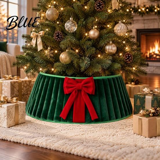 Christmas Tree Skirt Flannel Base Cover Round Wrap with Velvet Bow Decor Ornaments Stand Cover for Holiday Home Decoration Xmas