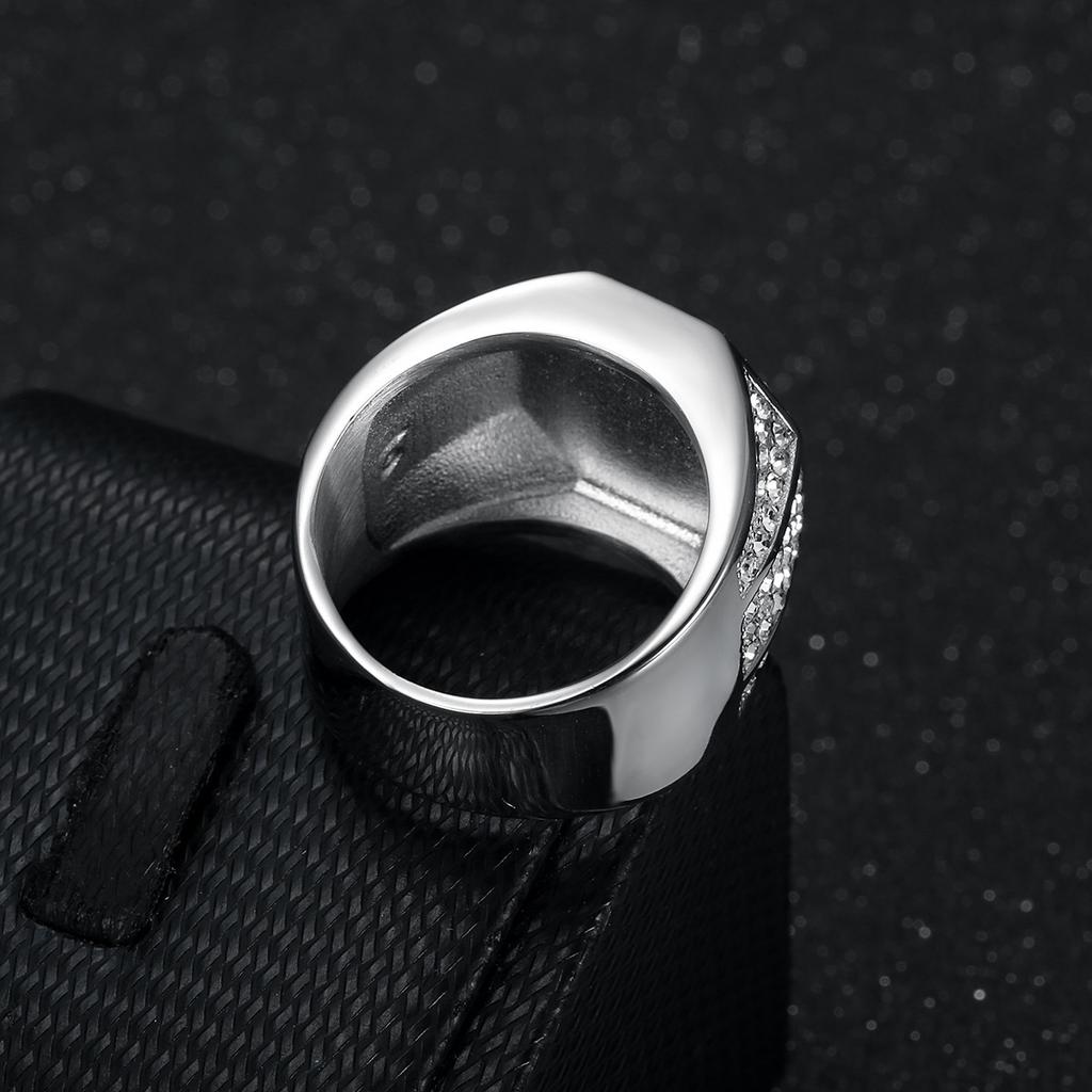 Ring luxury men's ring elegant diamond-studded hip-hop steel titanium octagonal diamond ring