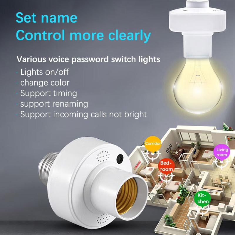 

1Pc Offline Intelligent Voice Lamp Head Socket Adapter Led Lamp Holder Universal E27 Voice Control Work Home Night Light Head