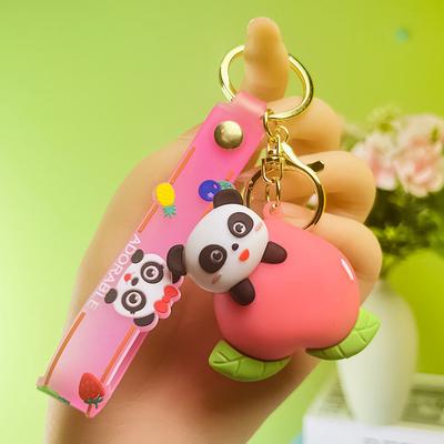 Cute Cartoon Panda Keychain Silicone Animal Doll Pendant Keyring Bag Charms