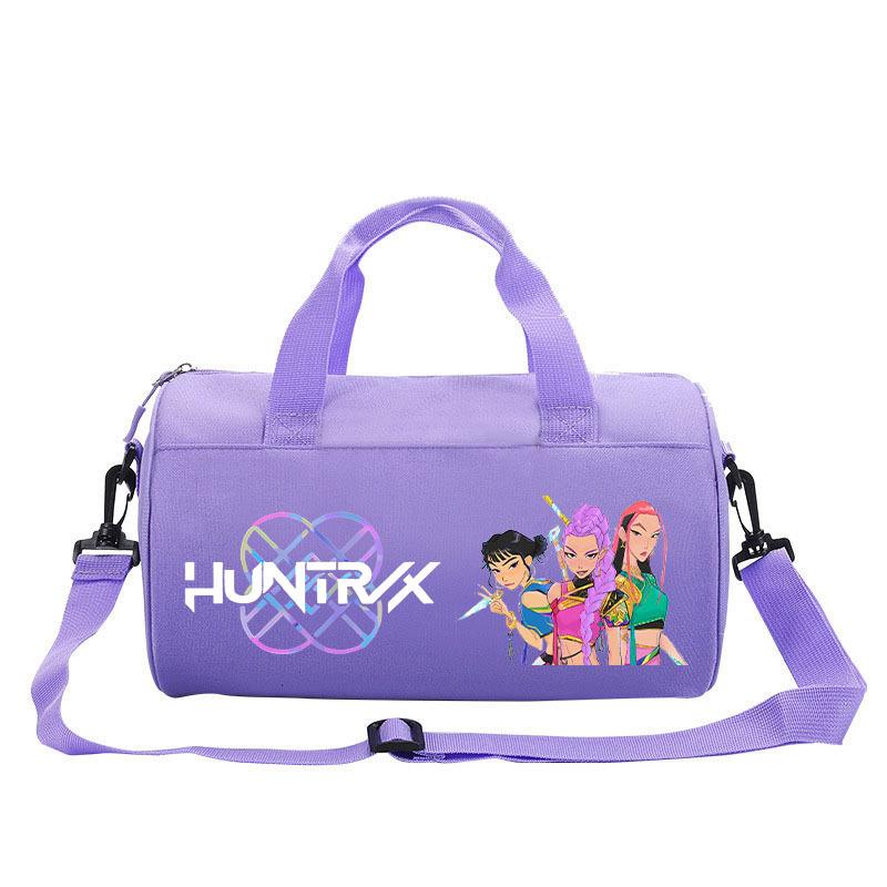 Bolsa Cilindro Fitness com Estampa de Desenho Animado Caçadores de Bruxas KPOP Bagagem Bolsa de Mão Esportiva Bolsa de Viagem