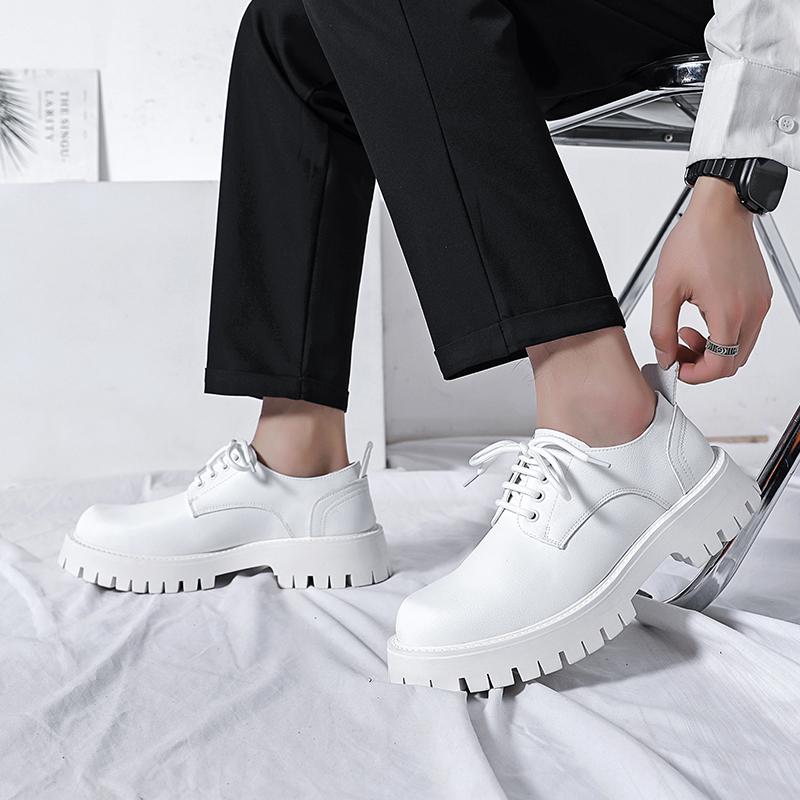 White Lace-up Oxford Shoe Men Men's Leather Sneakers Breathable Casual Loafers Shoes Mens Designer Men Comfortable Shoes
