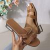 Ladies' Cross Strap Thick Heel Sandals, Versatile Square Slippers for Wearing Outside